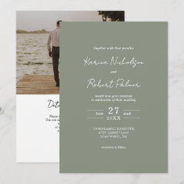 Budget Green Photo QR Code RSVP Weddenschap Kaart