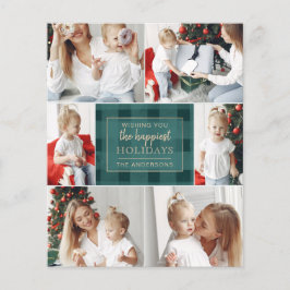 Budget Green Pset Six PhotoCollage Holiday Card