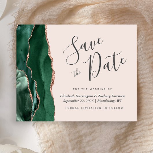 Budget Green Roos Gold Blush Wedding Save the Date