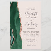 Budget Green Rose Gold Agate Blush QR Code Wedding (Voorkant)