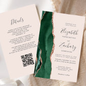 Budget Green Rose Gold Agate Blush QR Code Wedding