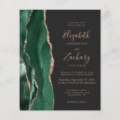 Budget Green Rose Gold Dark 4-Photo Wedding Invite (Voorkant)