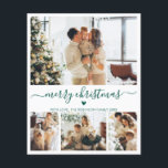 Budget Green Script 4 Photo Collage Christmas Kaar<br><div class="desc">Budget Modern Elegant Hart Groen Script 4 Fotocollage Vrolijk Kerstscript Vakantie Dunne Kaart. Let op: dunner dan briefkaart! Deze feestelijke minimum vier (4) foto vakantie kaart sjabloon is voorzien van een foto collage, een beetje doodle hart en zegt Vrolijk kerstfeest! De "Merry Christmas" begroetingstekst is geschreven in een prachtig handgeschreven...</div>