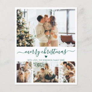 Budget Green Script 4 Photo Collage Christmas Kaar