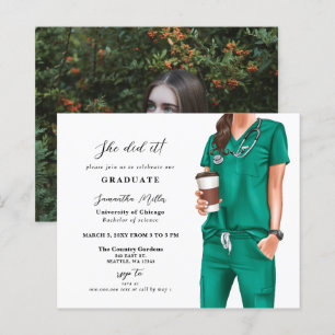 Budget Green Scrubs Verpleegkundige Foto Afstudere