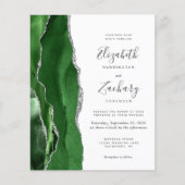Budget Green Silver 4-Photo Wedding Invite (Voorkant)