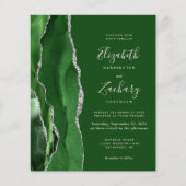Budget Green Silver 4-Photo Wedding Invite (Voorkant)