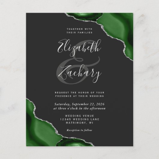 Budget Green Silver Agate Corners Dark Wedding (Voorkant)