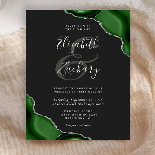 Budget Green Silver Agate Corners Dark Wedding