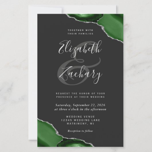 Budget Green Silver Agate Corners Dark Wedding (Voorkant)