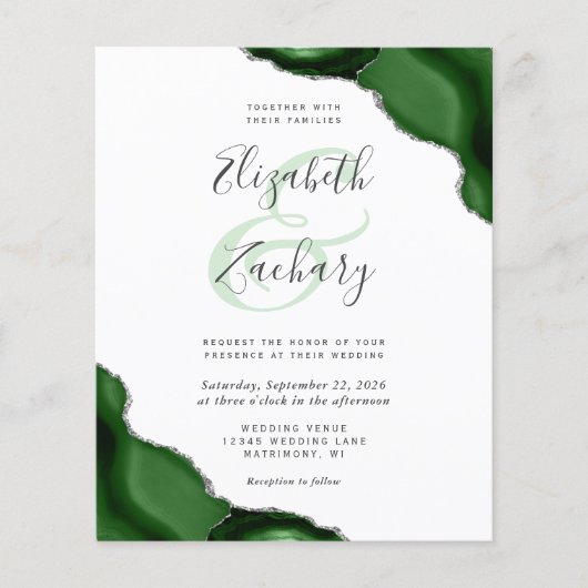 Budget Green Silver Agate Corners Wedding (Voorkant)