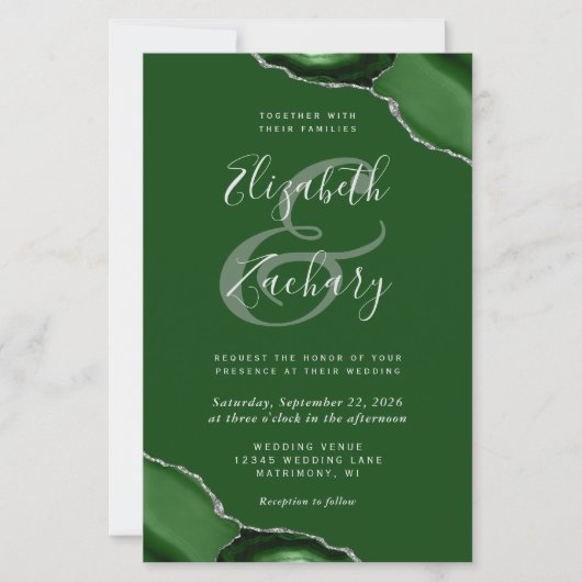 Budget Green Silver Agate Corners Wedding (Voorkant)