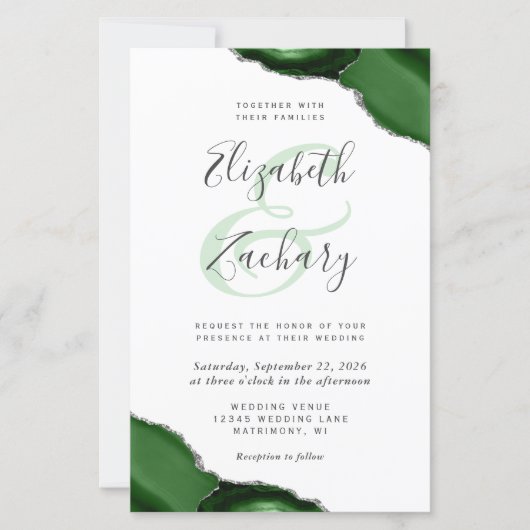 Budget Green Silver Agate Corners Wedding (Voorkant)