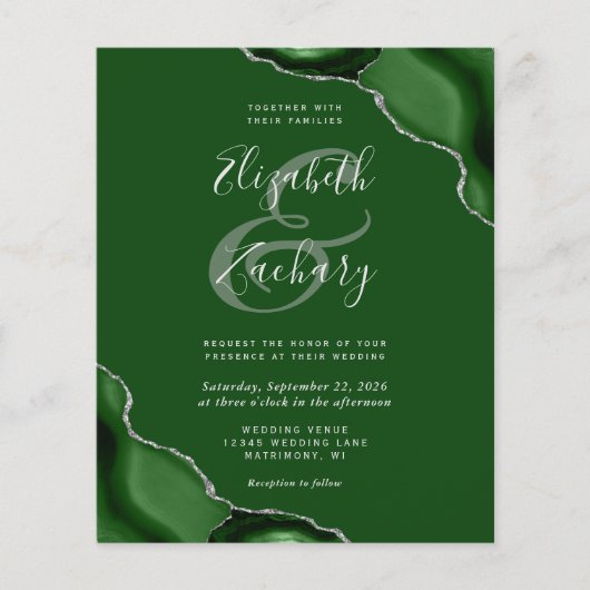 Budget Green Silver Agate Corners Wedding (Voorkant)