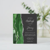 Budget Green Silver Agate Dark Wedding Uitnodiging (Staand voorkant)
