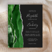 Budget Green Silver Agate Dark Wedding Uitnodiging