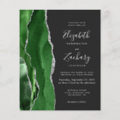 Budget Green Silver Agate Dark Wedding Uitnodiging (Voorkant)