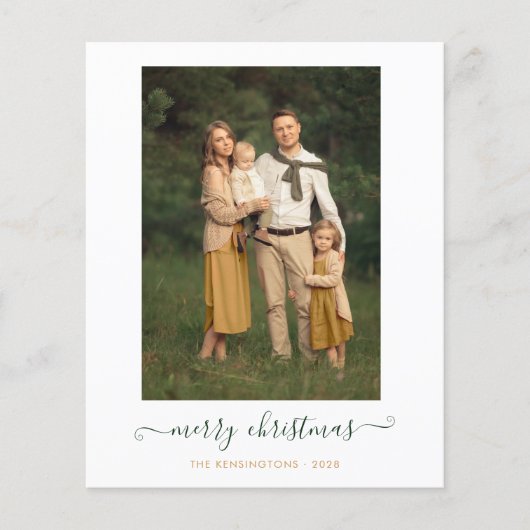 BUDGET Green Simple Script Merry-kerstfoto (Voorkant)
