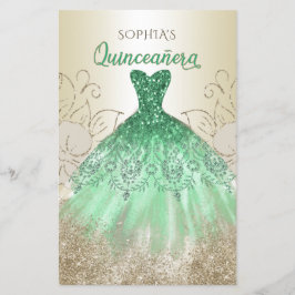 Budget Green Sparkle Dress Quinceañera