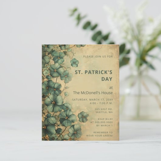 Budget  Green St Patricks Day Uitnodiging (Staand voorkant)