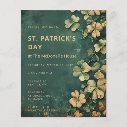 Budget Green St Patricks Day Uitnodiging (Voorkant)