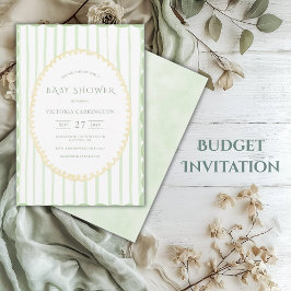 Budget Green Stripe  Baby shower Kaart
