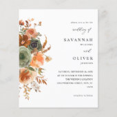 Budget Green & Terra Cotta Floral Wedding Flyer (Voorkant)