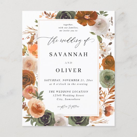 Budget Green & Terra Cotta Floral Wedding S2 - WHI (Voorkant)