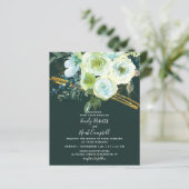 Budget Green Turquoise Floral Gold Photo Wedding (Staand voorkant)