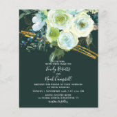 Budget Green Turquoise Floral Gold Photo Wedding Flyer (Voorkant)