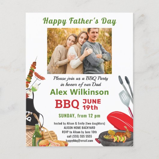 BUDGET Green Vaderdag Foto BBQ Uitnodiging (Voorkant)