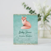 Budget Green Waterverf Woodland Fox Baby shower (Staand voorkant)