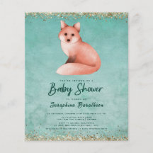 Budget Green Waterverf Woodland Fox Baby shower