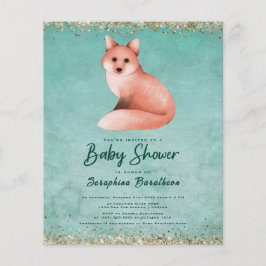 Budget Green Waterverf Woodland Fox Baby shower