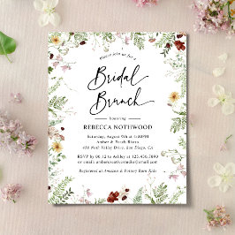 Budget Green Wildbloemen Bridal Brunch Uitnodiging