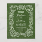 Budget Green Wildflower bruiloft uitnodiging (Voorkant)