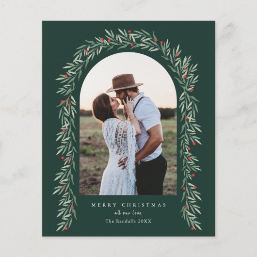 Budget Greenery Arch Elegant Kaart voor Kerstmis f (Voorkant)