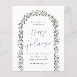 Budget Greenery Arch Script Business Holiday Kaart