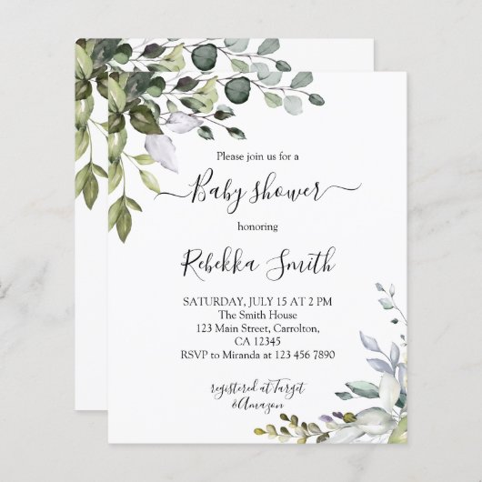 Budget Greenery Baby shower (Voorkant / Achterkant)