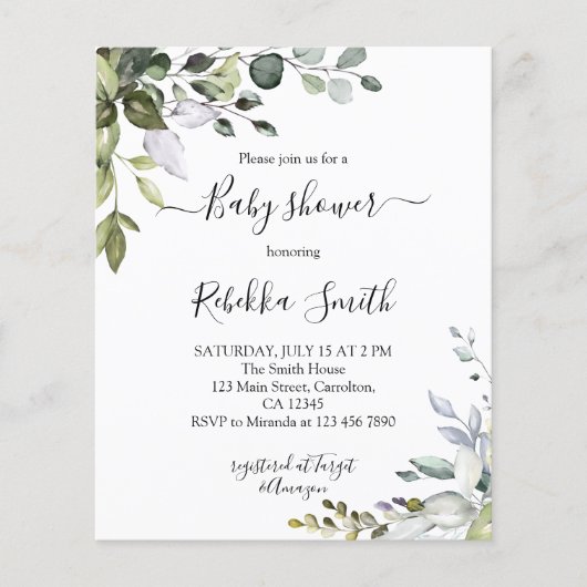 Budget Greenery Baby shower (Voorkant)