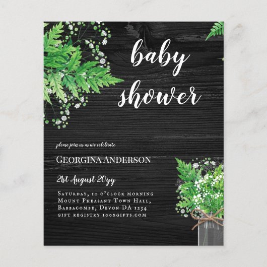 BUDGET Greenery Baby shower Invite Ferns (Voorkant)