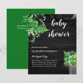BUDGET Greenery Baby shower Invite Ferns
