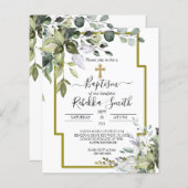 Budget Greenery Baptism Uitnodiging (Voorkant / Achterkant)