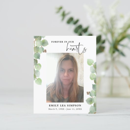 Budget Greenery Begrafenisfoto Flat Dank u kaart (Staand voorkant)