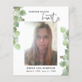 Budget Greenery Begrafenisfoto Flat Dank u kaart (Voorkant)