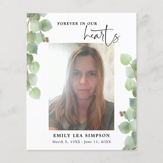 Budget Greenery Begrafenisfoto Flat Dank u kaart (Voorkant)