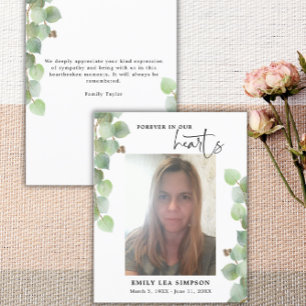 Budget Greenery Begrafenisfoto Flat Dank u kaart