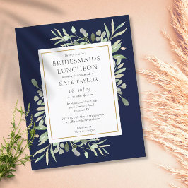 Budget Greenery Blue Bridesmaids Luncheon Invite