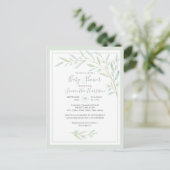 Budget Greenery Botanical Elegant Sage Baby shower Uitnodiging Briefkaart (Staand voorkant)