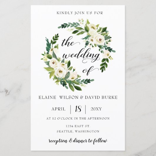 Budget Greenery Botanical Wedding Invitation (Voorkant)